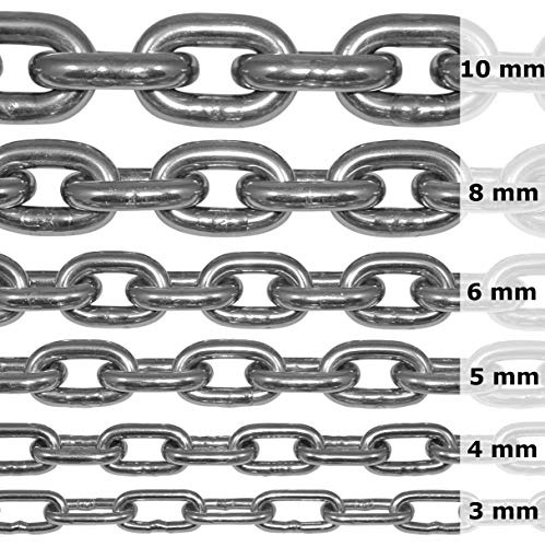 100-cm = 1-metros 3-mm Starke de cadena de acero inoxidable de eslabón corto piezas cadena de anclaje DIN 5685 DIN 766 1-m