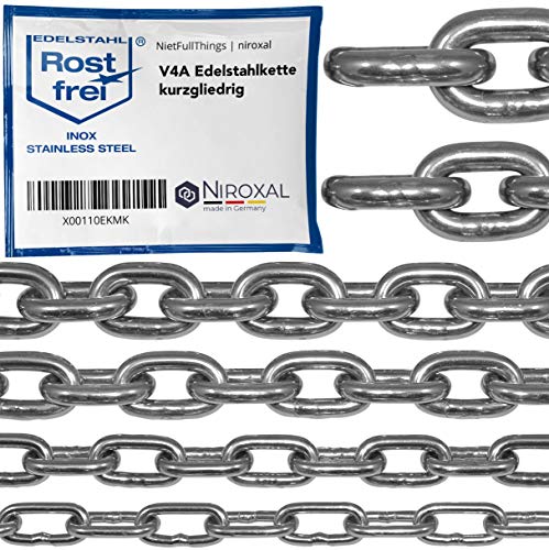 100-cm = 1-metros 3-mm Starke de cadena de acero inoxidable de eslabón corto piezas cadena de anclaje DIN 5685 DIN 766 1-m