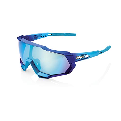 100% GAFAS SPEEDTRAP-Matte Metallic Into The Fade-Blue Topaz Multilayer Mirror Lens, Adultos Unisex, Azul, Estandar