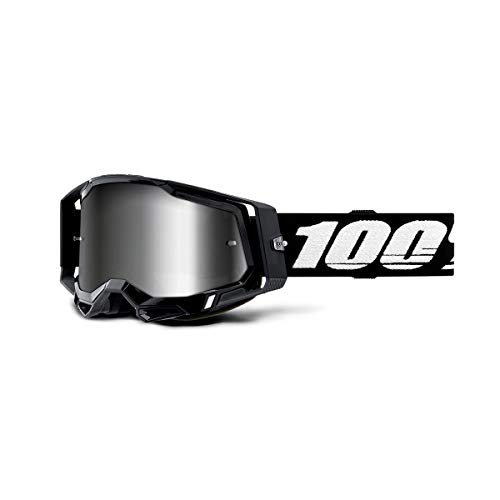 100 Percent RACECRAFT 2 Goggle Black-Mirror Silver Lens, Adultos Unisex, Negro, ESTANDAR