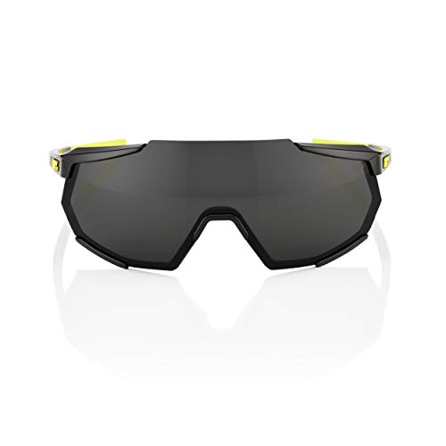 100 Percent RACETRAP-Gloss Black-Smoke Lens Gafas, Hombres, Negras y Amarillas-Cristal Oscuro, Mediano