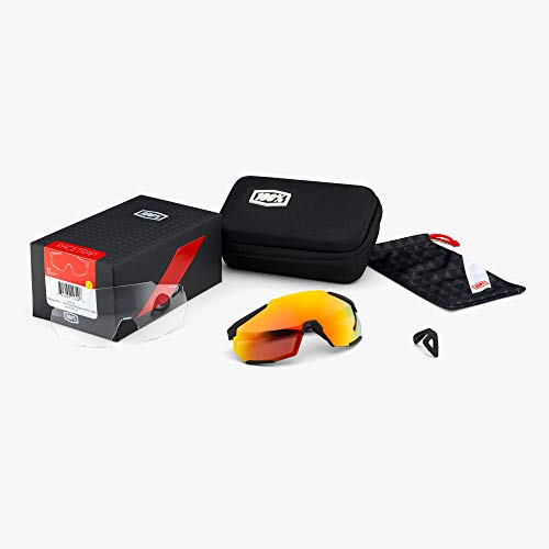 100 Percent RACETRAP-Gloss Black-Smoke Lens Gafas, Hombres, Negras y Amarillas-Cristal Oscuro, Mediano