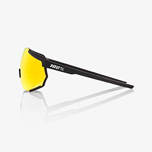 100 Percent RACETRAP-Soft TACT Black-Hiper Mirror Lens Gafas, Hombres, Negras-Cristal Red Multilayer, Mediano