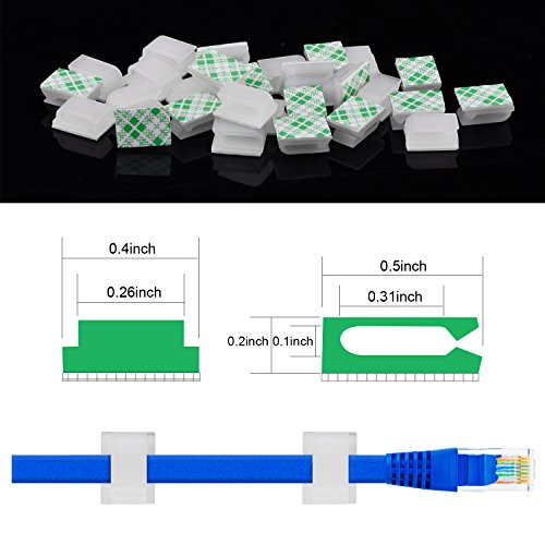 100 Piezas de Clips de Cable Adhesivos Clips de Alambre Organización de Cable Organizador de Cable Cuerda Alambre, Blanco