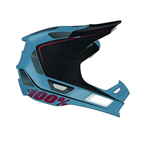 100% Trajecta, Casco para Hombre, Blanco/Azul, L