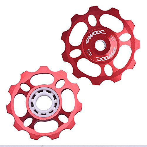 11T Jockey Rueda polea del desviador Trasero reemplazo para Mountain Bike Bicicleta Piezas de Repuesto(Rojo)