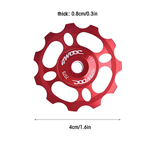11T Jockey Rueda polea del desviador Trasero reemplazo para Mountain Bike Bicicleta Piezas de Repuesto(Rojo)
