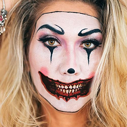 12 piezas de pegatinas de tatuajes temporales de Halloween, boca grande, horror, Joker, labios, labios, pegatinas, pegatinas temporales para Halloween, cosplay, disfraces, accesorios de fiesta