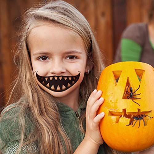 12 piezas de pegatinas de tatuajes temporales de Halloween, boca grande, horror, Joker, labios, labios, pegatinas, pegatinas temporales para Halloween, cosplay, disfraces, accesorios de fiesta