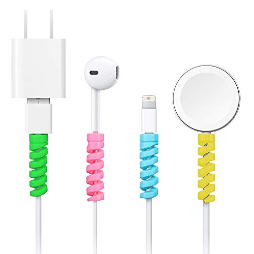 12 Unidades Protector de Cable Espiral - para Cables Lightning iPhone y Macbook, Tipo C, Micro USB, Ethernet, Cargador, Auriculares, Ratón, Teclado - Hecho en Silicona Flexible - Universal - Al Azar