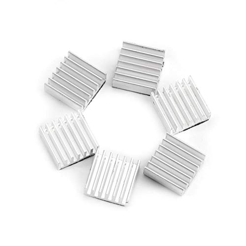 12Pcs Mini Cooler Disipador de calor Placa de circuito 14x14x6mm Aleta de enfriamiento de aluminio con pegamento Disipador de calor de aluminio para computadora IC de alimentación