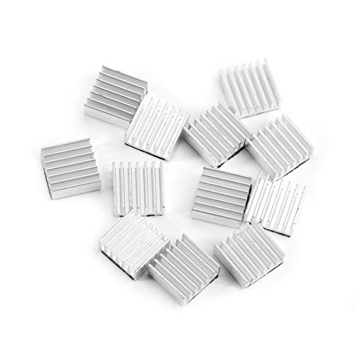 12Pcs Mini Cooler Disipador de calor Placa de circuito 14x14x6mm Aleta de enfriamiento de aluminio con pegamento Disipador de calor de aluminio para computadora IC de alimentación