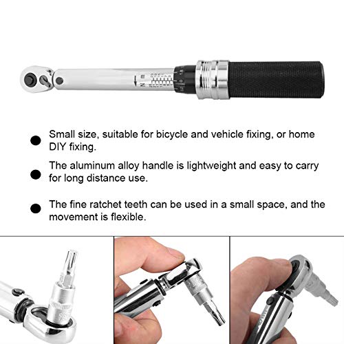 1/4" Llave Dinamométrica para Bicicleta, 11 Piezas Portátiles 1-25 Nm Kit de Herramientas Reparación Bicicletas Llaves Manuales con Barra de Extensión y Caja Protectora (11PCS)