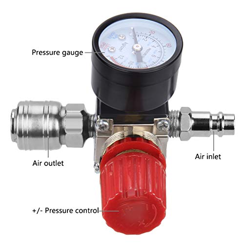 1/4"Válvula Reguladora de Presión Preciva Estándar de la UE Regulador de Presión de Válvula de Presión Interruptor de Presión con Manómetro 175 Psi para Compresor De Aire - 3 agujeros