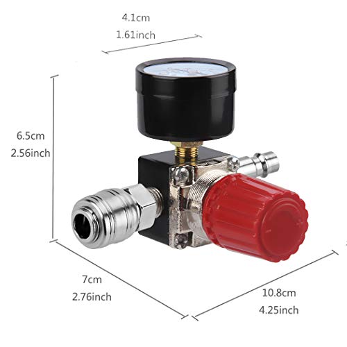 1/4"Válvula Reguladora de Presión Preciva Estándar de la UE Regulador de Presión de Válvula de Presión Interruptor de Presión con Manómetro 175 Psi para Compresor De Aire - 3 agujeros