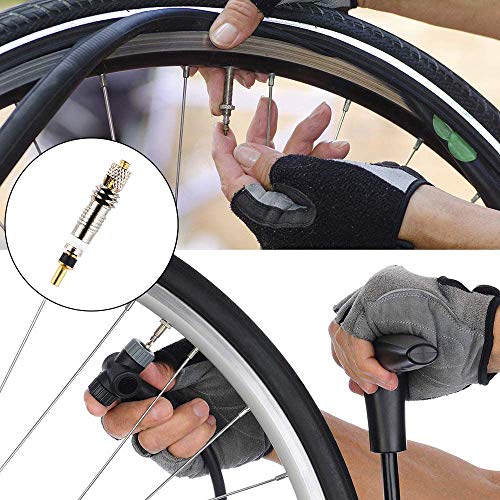 15 Piezas de Válvulas Presta Adaptador de Válvula de Bicicleta Convertidor de Válvula de Cobre, Casquillo de Válvula Presta, Tapa de Válvula Schrader para Bicicleta