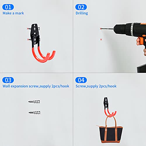 15 piezas Gancho para Colgador de Garaje Dobles Ganchos de Almacenamiento de Garaje Gancho de Bicicleta de Pared para Organizar Herramientas,Escaleras,Bicicletas