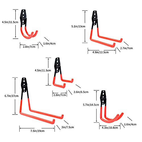 15 piezas Gancho para Colgador de Garaje Dobles Ganchos de Almacenamiento de Garaje Gancho de Bicicleta de Pared para Organizar Herramientas,Escaleras,Bicicletas