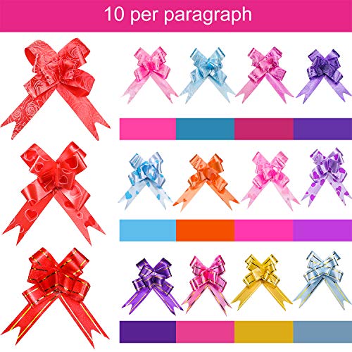 150 Mini Lazos para Envolver Regalos, Lazos de Regalo de Organza de 2,7 Pulgadas, Lazos de Cinta de Nudo de Regalo para Navidad, Boda, Decoración de San Valentín y Regalo de Cumpleaños