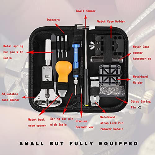 188 PCS Kit de Reparación de Relojes,Herramientas de Reparación Profesional para Barra de Resorte, Kit de Herramientas de Reemplazo de la Batería del Relojo, Varios Accesorios,etc.