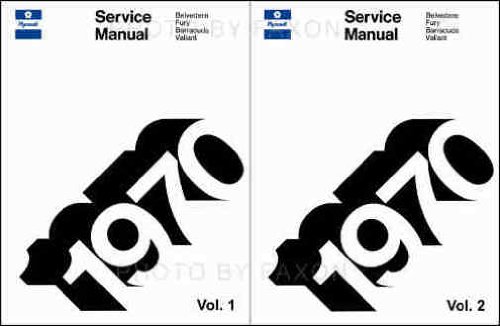 1970 PLYMOUTH REPAIR SHOP & SERVICE MANUAL 2 VOL. SET COVERS; Fury, Sport Fury, Sport Fury GT, Road Runner Belvedere Satellite, Sport Satellite, GTX, Barracuda ('Cuda), Gran Coupe, Valiant Duster Duster 340 Suburban Sport Suburban Custom Suburban