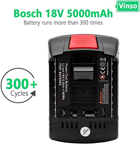2 baterías de litio de 18 V 5.0 Ah con cargador rápido 3 A para Bos-ch 18 V BAT609 BAT609G BAT618 BAT618G BAT619 BAT619G BAT610G 2607336169 2607336170