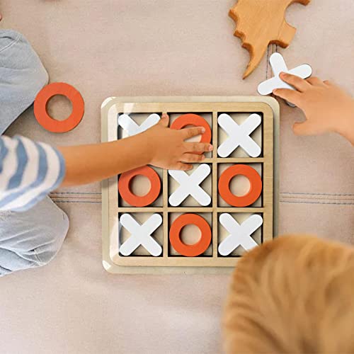 2 juegos Ti-c Tac Toe Juego de mesa de viaje Tic Bug Toe Noughts and Crosses Juego de mesa de madera Juguete educativo para niños Familiares Amigos X O Viajar Juego