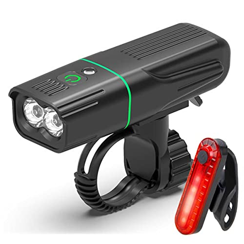 2 luces LED T6 para bicicleta, juego de luces recargables por USB, potentes luces delanteras y traseras, accesorios de ciclismo, luz trasera de la bicicleta (juego de luces de bicicleta 2T6)