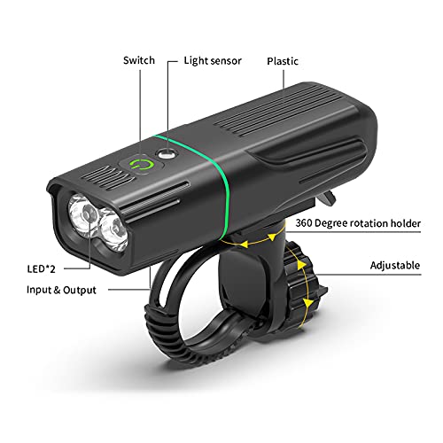 2 luces LED T6 para bicicleta, juego de luces recargables por USB, potentes luces delanteras y traseras, accesorios de ciclismo, luz trasera de la bicicleta (juego de luces de bicicleta 2T6)