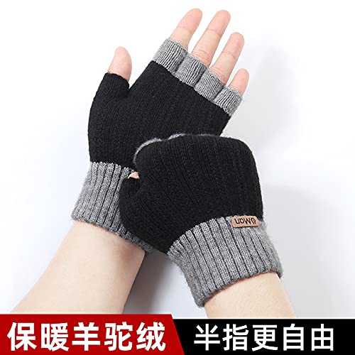 2 Pares Medio Dedos Mitones ,Invierno Guantes de Punto de Mitad,Calentadores sin Dedos,Guantes de Invierno sin Dedos ,Adecuado para el Trabajo Diario de Hombres y Mujeres Adultos.