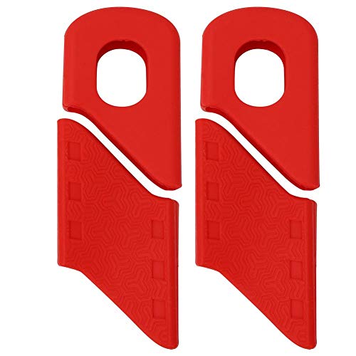 2 Pares Protector biela Carretera, Protector bielas de Silicona Bicicleta para Bicicleta de montaña y Carretera(Rojo)