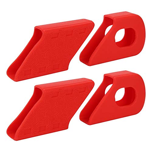 2 Pares Protector biela Carretera, Protector bielas de Silicona Bicicleta para Bicicleta de montaña y Carretera(Rojo)