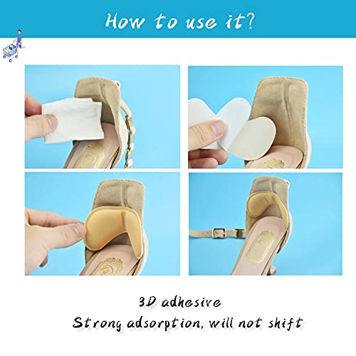 2 pares taloneras de las plantillas del zapato evitar rozaduras talón de los zapatos de tacón engomadas de Ajustes de la longitud del zapato del tacón Zapatos de ratones (4 pares, Beige & Negro)