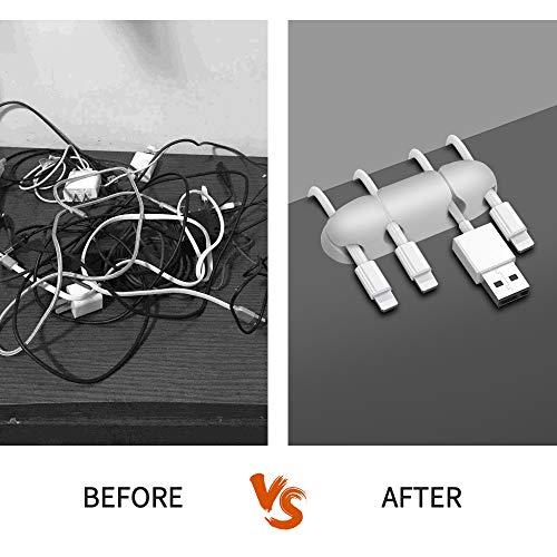2 Pcs Autoadhesivo Organizador de Cable, Clips para Cables Duraderos, Sistema Gestión Cable escritorio carga USB alimentación ratón PC Office(gris)