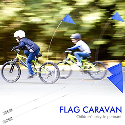 2 Pcs Banderín de Bicicleta 150 cm Seguridad Bandera para Bicicleta, Bandera de Seguridad para Bicicleta Infantil, Remolque de Bicicleta de Alta Visibilidad