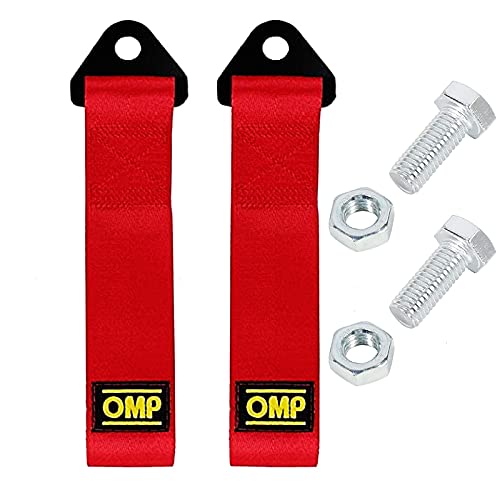 2 Piezas Correas de Nylon Remolque, Cuerda de Remolque de Coche de Carreras, Correa de Remolque Profesional, para Delantero Trasero Parachoques Remolque (Rojo)