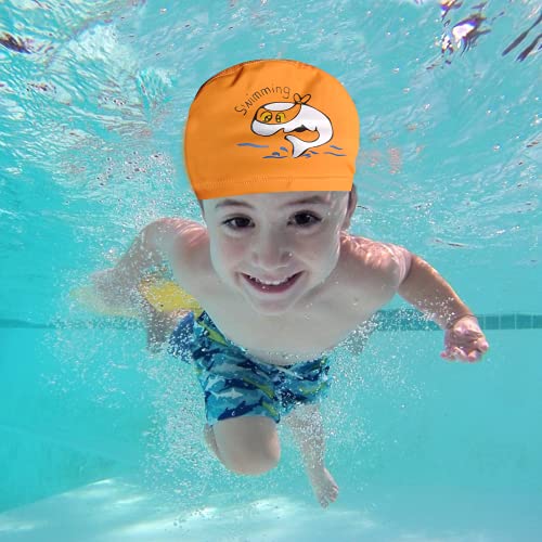 2 Piezas de Gorros de Natación para Niños, Gorro de Baño para Niños de 6 a 12 años, Gorro de Natación Cómodo, Gorro de Natación de PU para Niñas y Niños