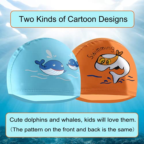 2 Piezas de Gorros de Natación para Niños, Gorro de Baño para Niños de 6 a 12 años, Gorro de Natación Cómodo, Gorro de Natación de PU para Niñas y Niños