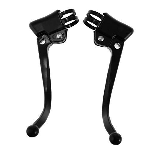 2 Piezas de Manija de Freno Delantero Metálico 2.2-2.4 cm Reemplazo de Fácil Instalación para Bicicleta Fixie, Color Negro/Plata - Negro