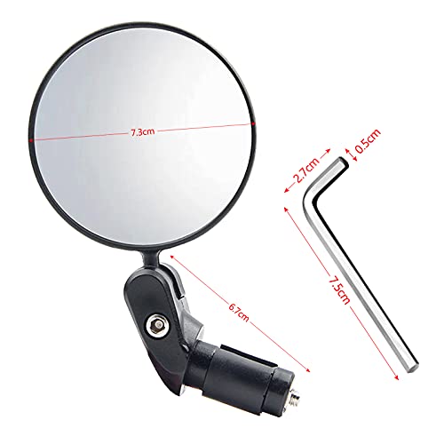 2 Piezas Espejo Retrovisor de Bicicleta Espejos de Bicicleta Manillar 360 Grados Ajustable Espejo Convexo HD Gran Angular de 18-22mm Espejos Retrovisores de Bicicleta para Carretera Montaña