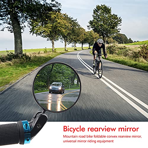 2 Piezas Espejo Retrovisor de Bicicleta Espejos de Bicicleta Manillar 360 Grados Ajustable Espejo Convexo HD Gran Angular de 18-22mm Espejos Retrovisores de Bicicleta para Carretera Montaña