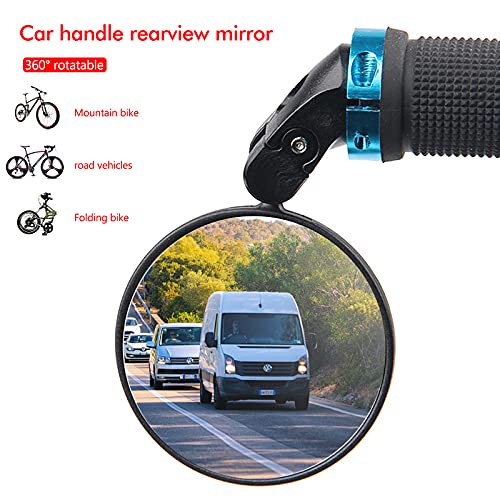 2 Piezas Espejo Retrovisor de Bicicleta Espejos de Bicicleta Manillar 360 Grados Ajustable Espejo Convexo HD Gran Angular de 18-22mm Espejos Retrovisores de Bicicleta para Carretera Montaña