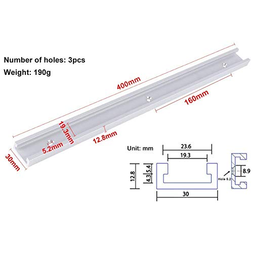 2 trazas t track herramientas de carpinteria T-Slot de aleación de aluminio de 400 mm con tornillos autorroscantes herramientas para trabajar madera