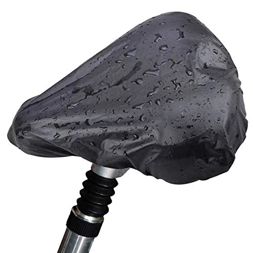 2 x Funda Impermeable para Sillín de Bicicleta con Bolsa de Almacenamiento, Cubre Cojín del Asiento de Bicicleta Cubierta de Asiento Cubierta de Lluvia - Negro