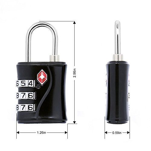 2 x TSA Candado Combinacion Seguridad Maleta Equipaje Taquilla Candados Viaje Taquilla Lock eeuu con Cable de Bloqueo 100 cm (Negro)