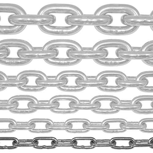 200-cm = 2-metros 3-mm de espesor de cadena de acero inoxidable de eslabón corto de NietFullThings en cada unidad cadena de anclaje DIN 5685 DIN 766 2-m