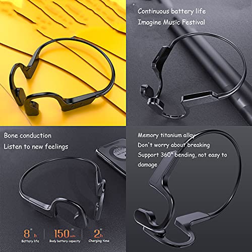 2021 Bone Conduction Wireless Bluetooth Waterproof Earphone, Sweatproof Stereo Headphones Lightweight Running Waterproof Not Ears (Black)