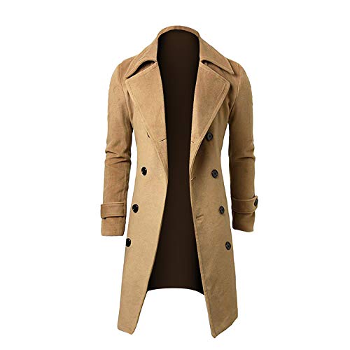 2022 Abrigo hombre invierno, Sobretodo Mezcla de Lana Botón de Manga Larga Gabardina de Color sólido Abrigo largo Moda Slim-fit Cortavientos Elegant caliente Chaquetas parka invierno Outwear traje