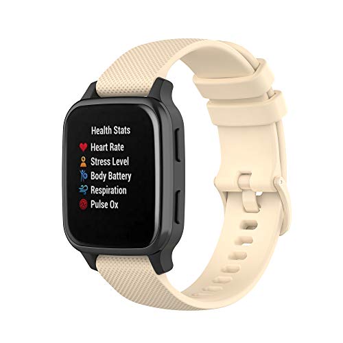 20mm Correas De Reloj,Correa para Garmin Venu SQ,Sport Bandas Correa Repuesto,Silicona Reloj Recambio Brazalete Correa Repuesto para Garmin Venu/Garmin Vivoactive 3/Vivoactive 3 Music (Beige)