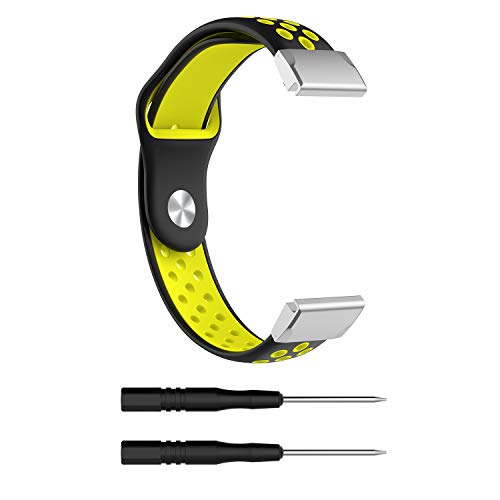 22mm Correa para Garmin Fenix 6 /6 Pro,Correas Reloj,Bandas Correa Repuesto,Silicona Reloj Recambio Brazalete Correa para Garmin Forerunner 945/ Fenix 5 Plus/Fenix 5/Forerunner 935 (black-yellow)